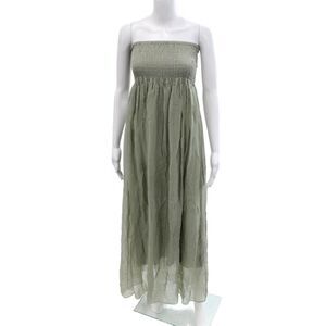 Aquavita Womens Strapless Smoacked Sleeveless Midi Dress Green Size L